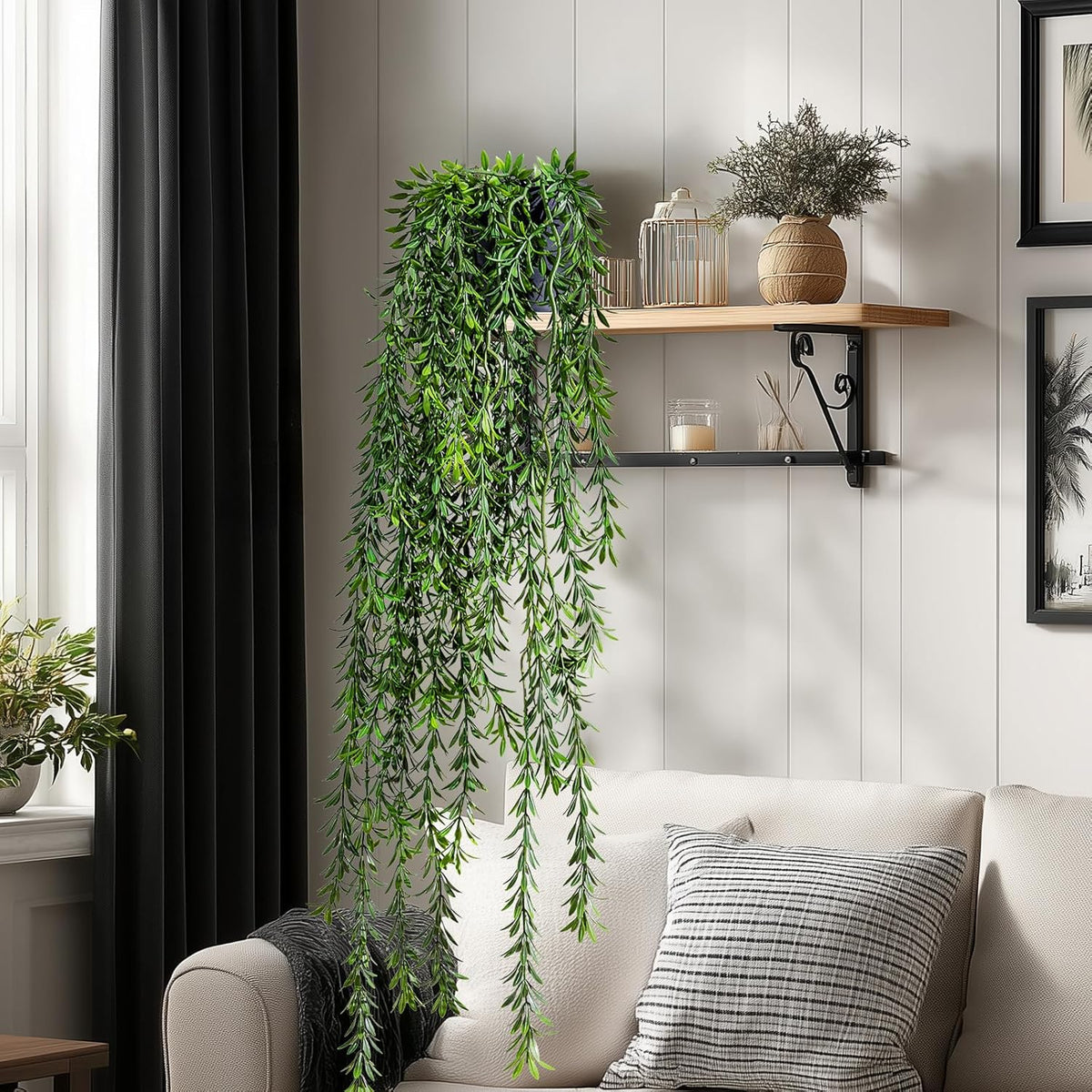 Artificial Hanging Plant 2 Pcs Faux Plant Ivy Vine Faux Eucalyptus Vines Fake Potted Greenery for