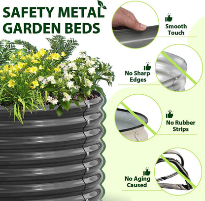 A ANLEOLIFE 4-Pack 6X3X2ft & 8X4X2ft Deep Root Galvanized Raised Garden Beds Outdoor for Planting