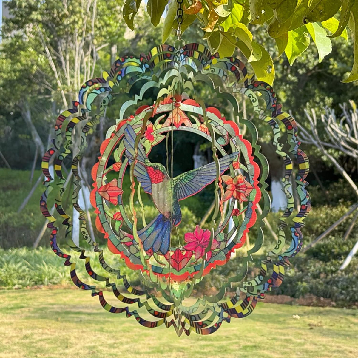 Wind Spinners Outdoor Hummingbird Decorations - Birthday Gifts for Women Mom Grandma, Hanging 12