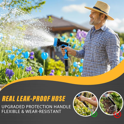 Lefree Garden Hose 50ft, Stainless Steel Garden Hose Metal, Flexible Water Hose with 10-Function