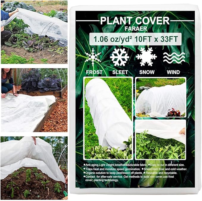 Plant Covers Freeze Protection, 10ft×33ft Reusable Rectangle Frost Protection Floating Row Cover