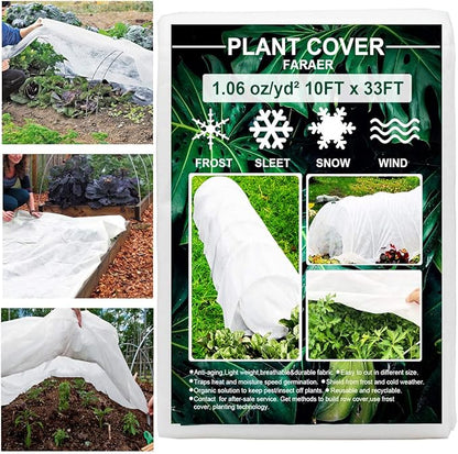 Plant Covers Freeze Protection, 10ft×33ft Reusable Rectangle Frost Protection Floating Row Cover