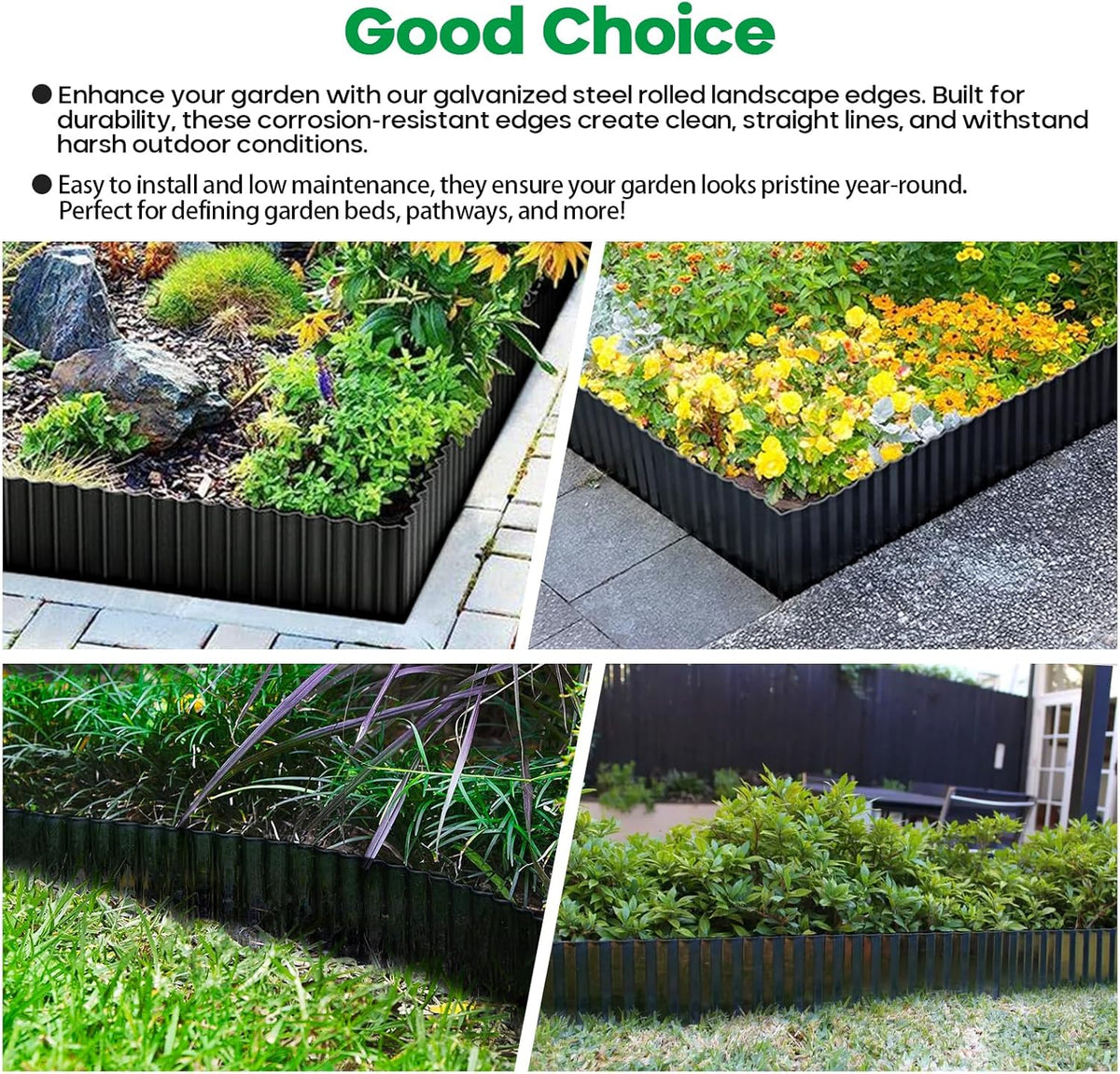 Corrugated Metal Garden Edging, Sturdy Tall Landscape Edging Borders, Perfect DIY for Flower Beds