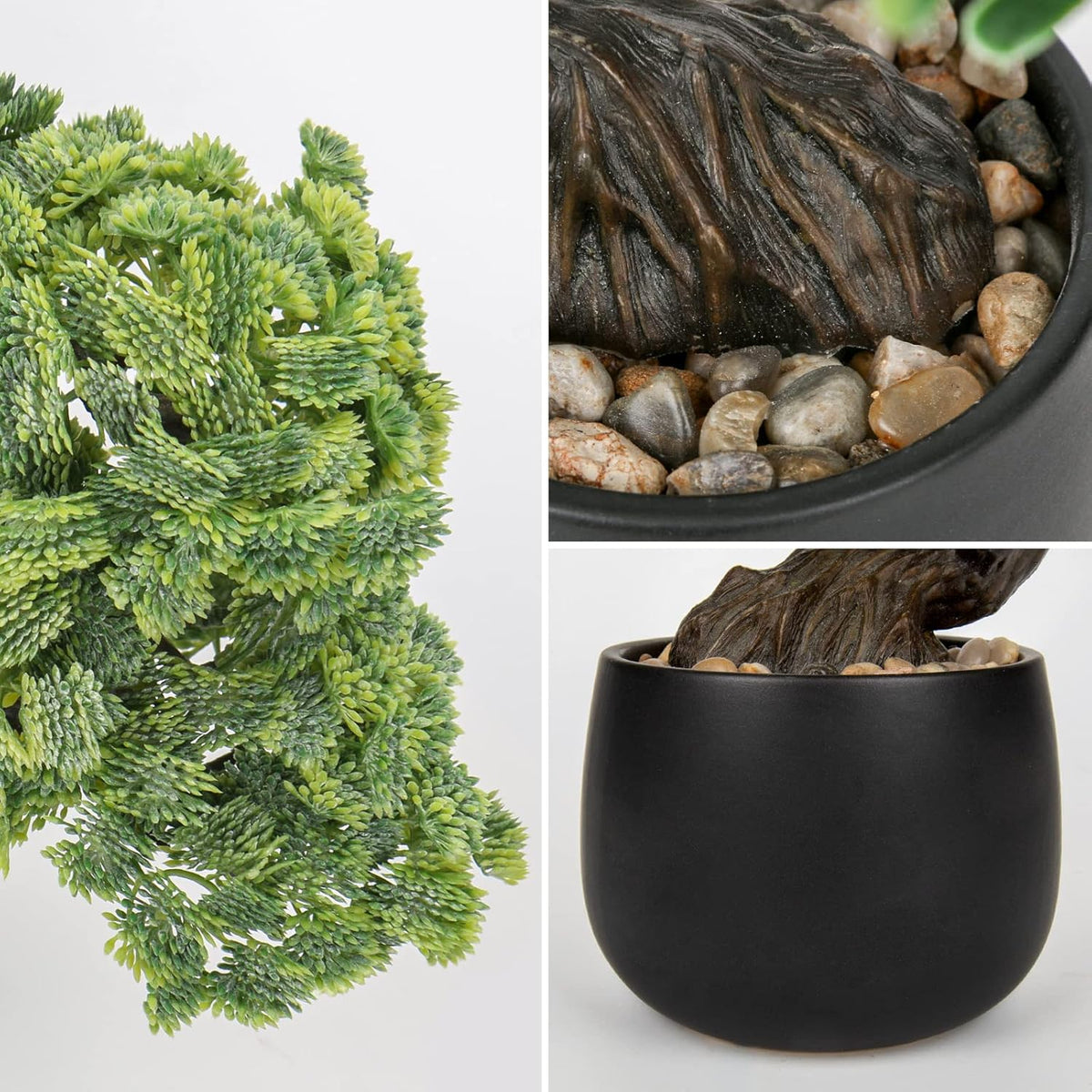 Artificial Bonsai Tree Juniper Faux Plants Indoor Fake Plants Decor with Black Ceramic Pots for