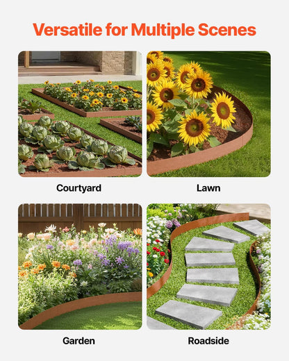 VEVOR Steel Landscape Edging, 10 Packs 40 x 4.5 in Weather-Resistant & Pre-Rust Metal Landscape