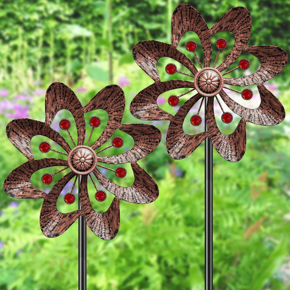 Metal Wind Spinners Outdoor, 360° Wind Sculpture Spinner with Metal Stake, Waterproof Spinners