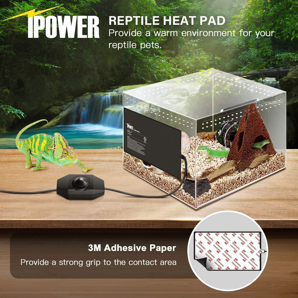 iPower 8 by 18-Inch Reptile Heat Mat with Temperature Adjustable Controller Knob, LCD Digital