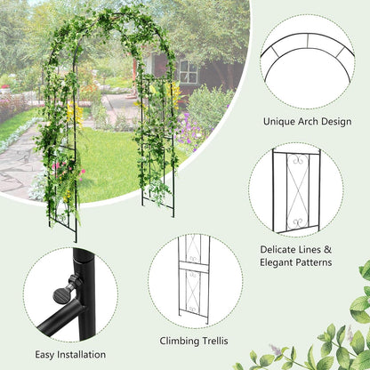 Moccha Garden Arch, 7.2Ft Metal Arbor for Climbing Plants, Vines, Roses, Outdoor Pergola Trellis