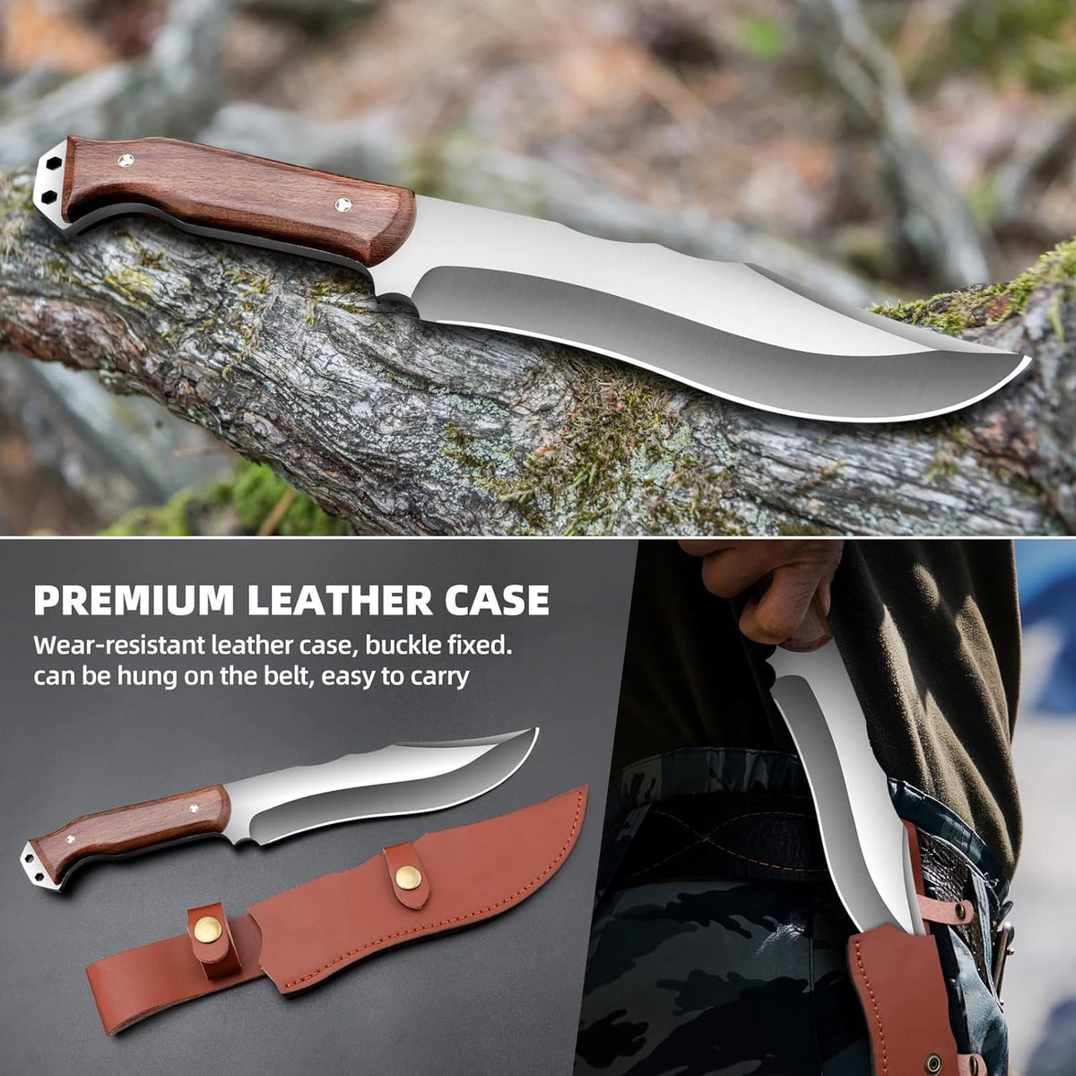 Outdoor Short Machete with Sheath for Cutting Trees, for Yard Work and for urvival Machete Ideal