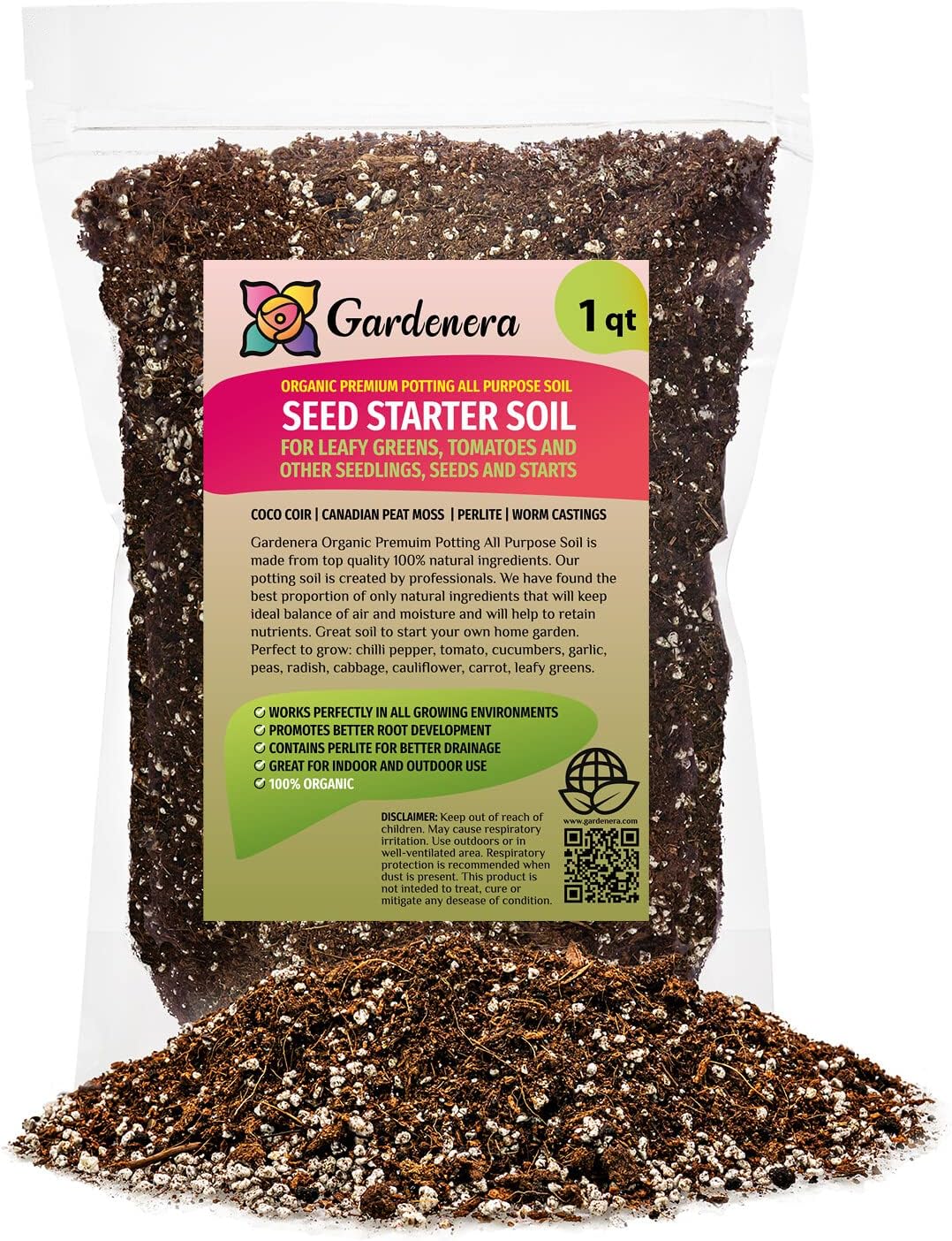 Premium Organic Seed Starter Soil - 1 Quart - All-Purpose Organic Potting Soil for Happy Seedlings