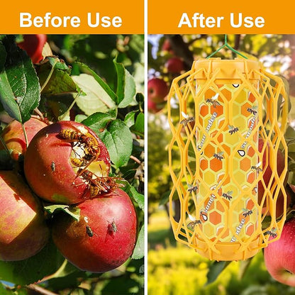 4 Pack Upgraded Wasp Trap Outdoor Hanging, Carpenter Bee and Hornet Catcher, Reusable Yellow Jacket