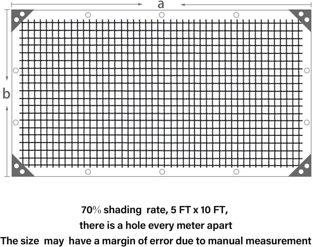 winemana Black Shade Cloth 70%, 5x10 FT Mesh Tarp - Garden Shade for Greenhouse, Patio, Vegetables