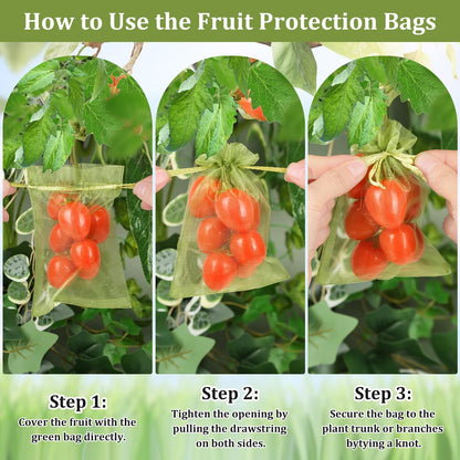 100Pcs Fruit Protection Bags, 4×6inch Fruit Netting Bags for Fruit Trees, Green Fruit Netting Cover