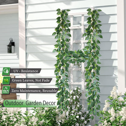 mizii 5 Packs 390" Artificial Vines Ficus Garland Fake Vine Silk Green Leaves Faux Plants Greenery