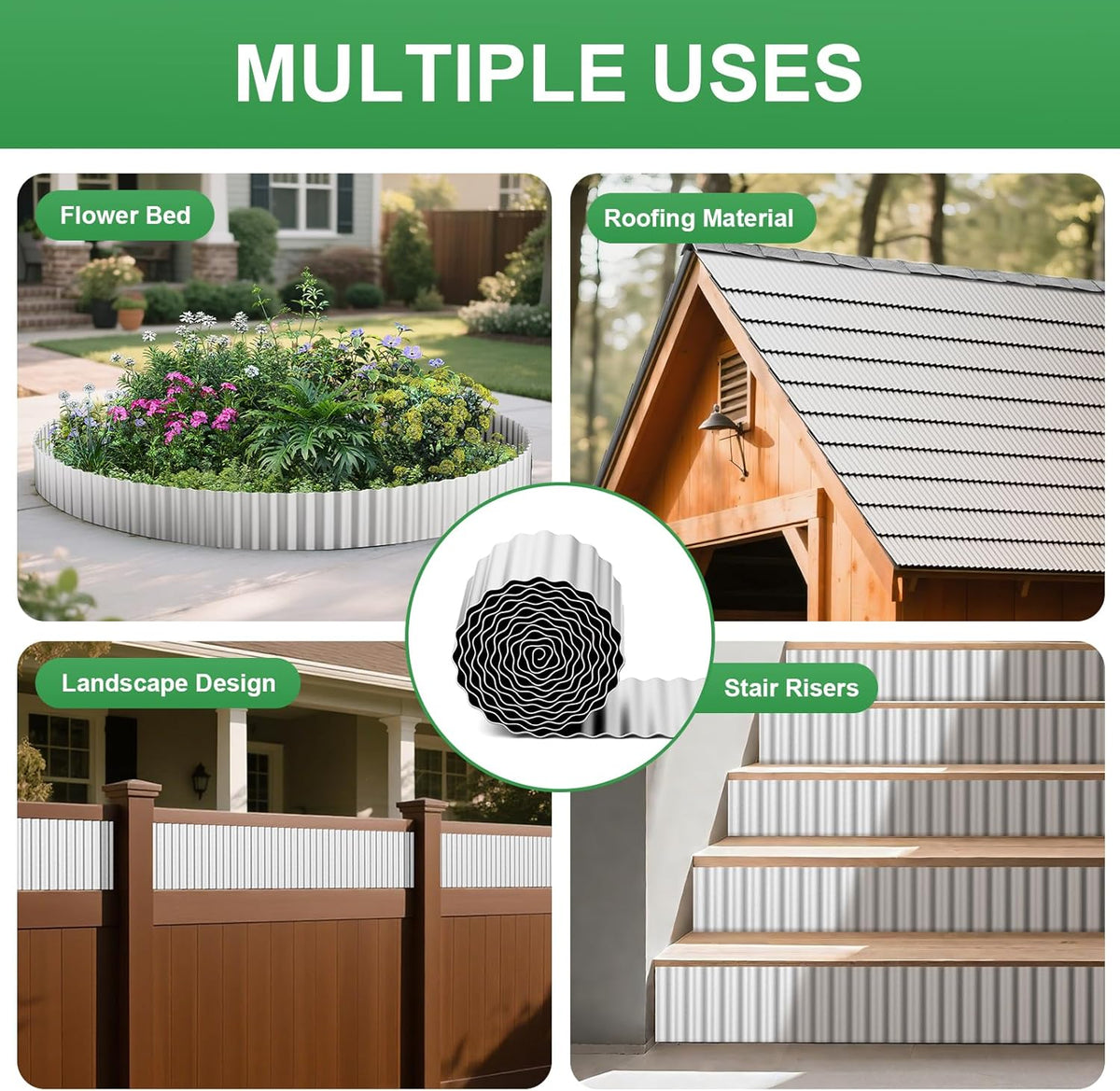 AHEONLAR Corrugated Metal Garden Edging, 5''×50Ft Steel Landscape Edging Border, Flower Bed Edging