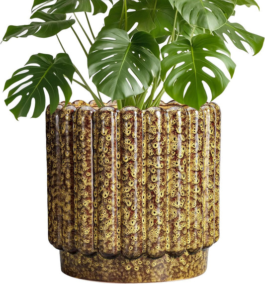 Ceramic Pots for Plants - 9.6 Inch Ceramic Planters for Indoor Plants, Round Flower Pots with