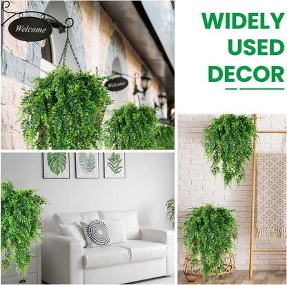Geosar 42 Pcs Artificial Hanging Plants 32 Inch Hanging Boston Ferns Plastic Fake Plants for Wall