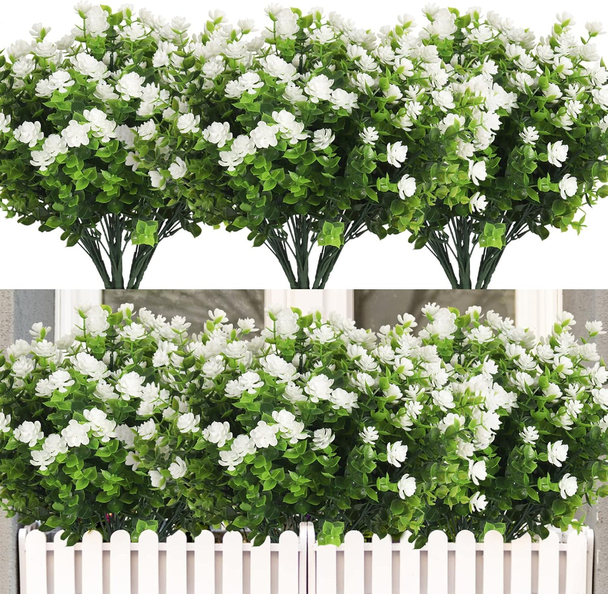 RECUTMS 12 Bundles Artificial Outdoor Plants, Artificial Greenery for Flower Arrangements Shrubs UV