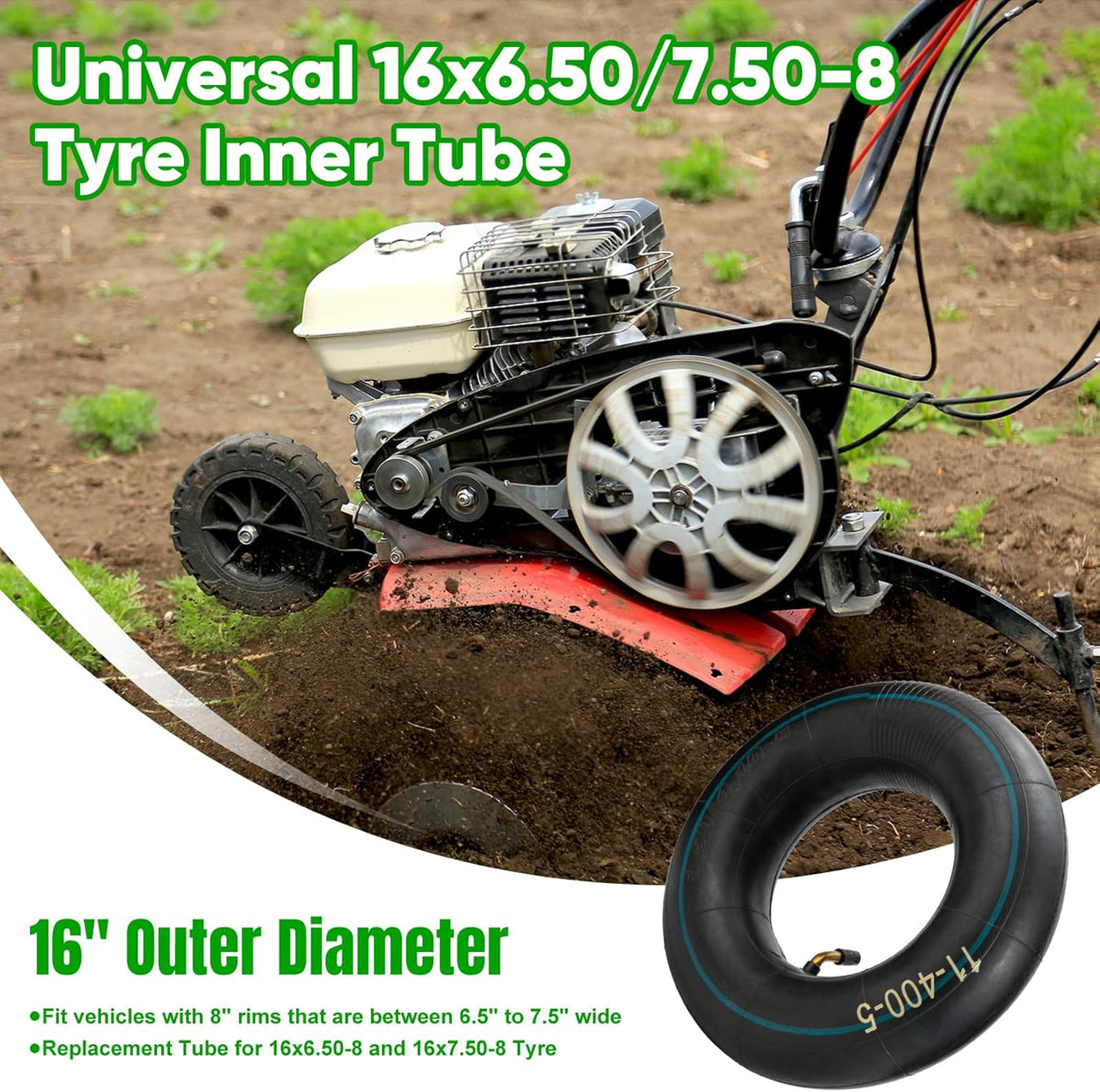 16x6.50-8 16x7.50-8 Inner Tubes, 2 Pack Heavy Duty Replacement Tire Inner Tubes with Straight Valve