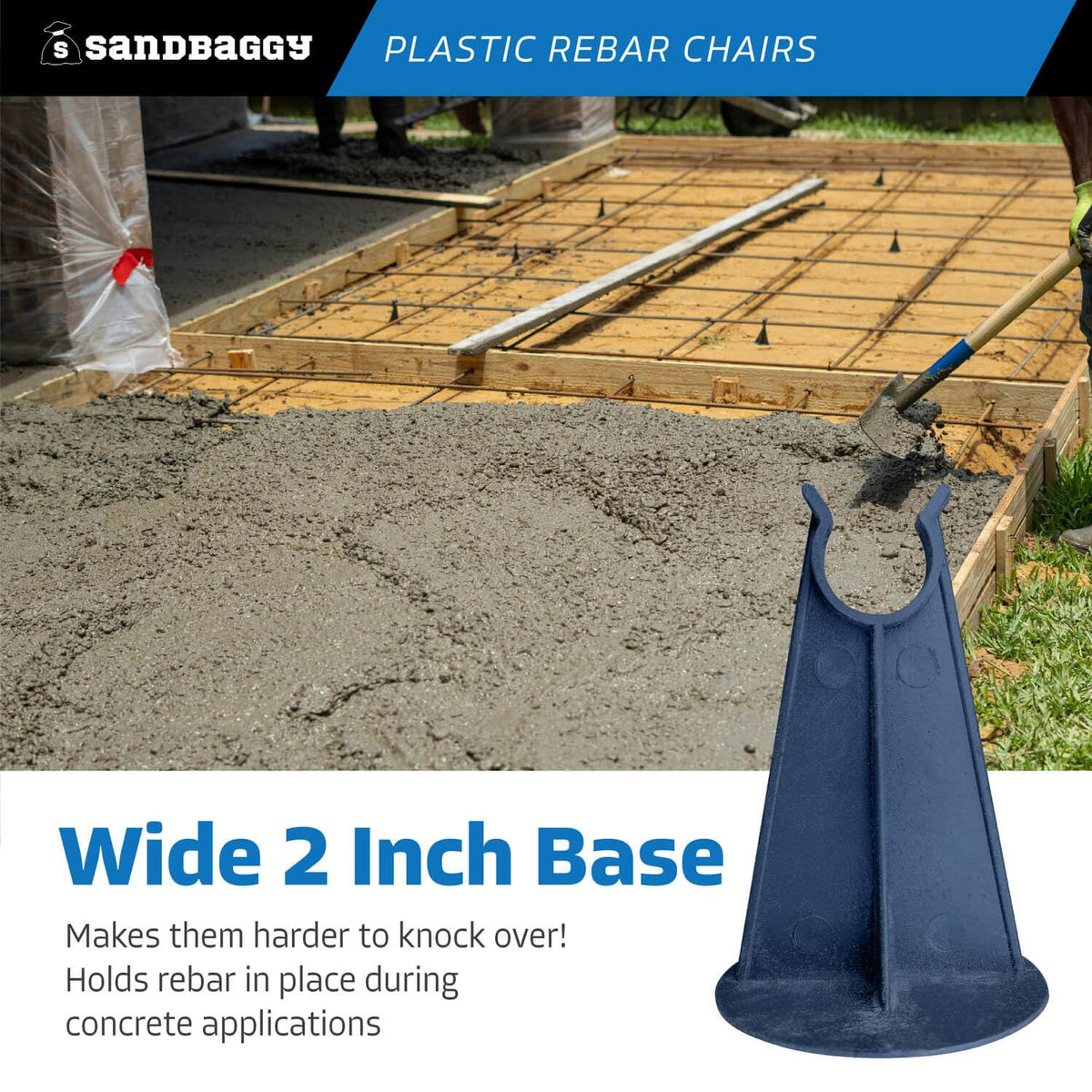 Sandbaggy Rebar Plastic Chair | Fits Rebar #3 to #5 | Heavy Duty Construction - Preferred Choice