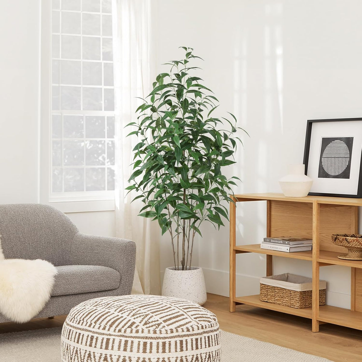 Artificial Eucalyptus Tree,5Ft Tree Fake Plant in Pot for Home and Office Decor,Potted Faux Plants