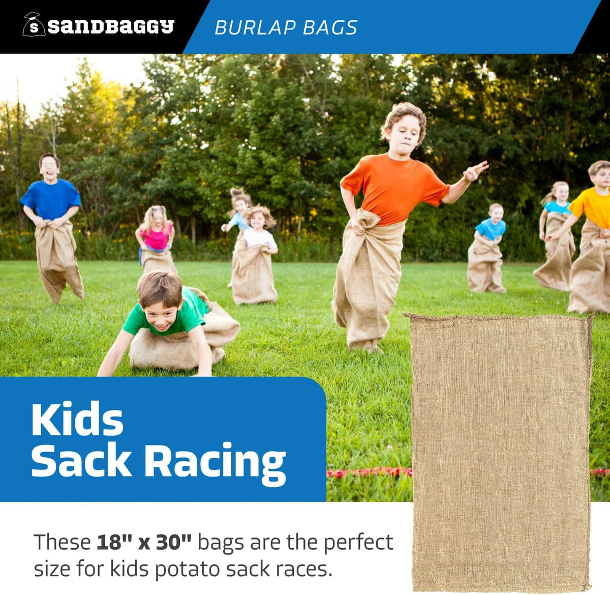 Sandbaggy Large Burlap Bags 18" x 30" - Burlap Bags for Planting/Gardening (Pack of 10)
