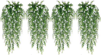WEISPARK Artificial Hanging Flowers, 12pcs Fake Eucalyptus Vine Faux Flower Greenery Garland