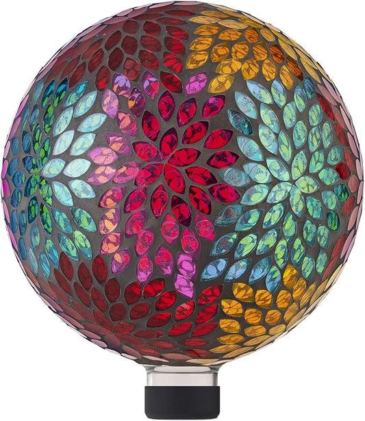Alpine Corporation HMD172 10" Diameter Indoor Outdoor Glass Gazing Globe Yard Decoration, Mosaic