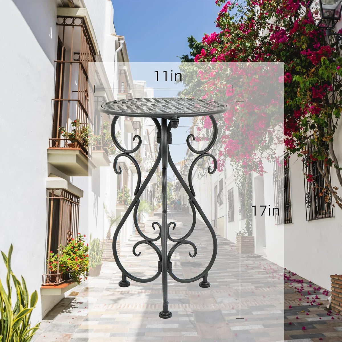 Metal Plant Stand, Heavy Duty Flower Pot Stand 17" Tall, Single Planter Holder for Indoor, Outdoor