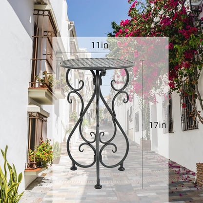 Metal Plant Stand, Heavy Duty Flower Pot Stand 17" Tall, Single Planter Holder for Indoor, Outdoor