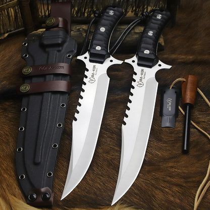 BA-KOR (15.8 inches) 5mm full Tang 9CR18MOV steel nylon fiber handle Bowie knife + sheath + (5.9