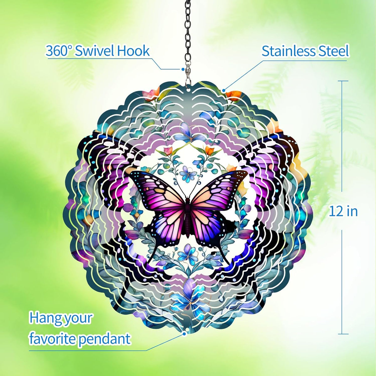 Butterfly Wind Spinners Outdoor - 12 inch from Daughter, Birthday Gifts for Women, Butterflies
