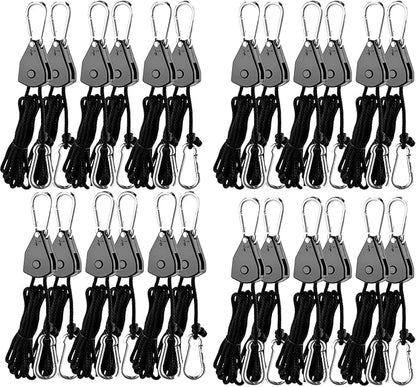 Grow Light Rope Hanger ，1/8" 8-Feet Long Heavy Duty Adjustable Rope Clip Hanger, Adjustable Rope