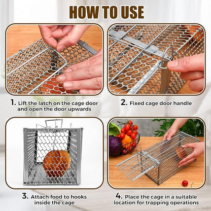 Qualirey 6 Pcs Humane Rat Trap Small Chipmunk Mouse Squirrel Cage Rodent Animal Voles Hamsters Cage
