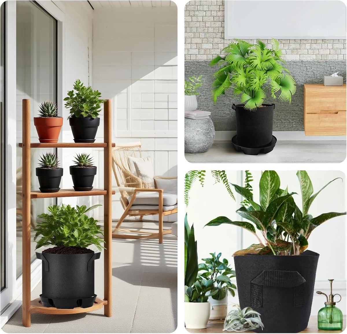 4Pcs Self Watering Pot Base with 1 Plant Grow Bag, Self Watering Pots for Indoor Plants, Plant