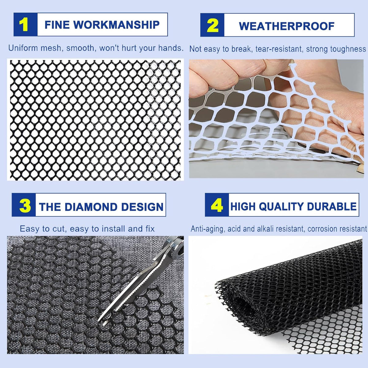 Upgraded Plastic Chicken Wire Fence Mesh 0.7in Poultry Animal Barrier Fence Garden Netting for Farm