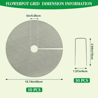 10pc 15.7" Plant Pot Covers Custom Cut Plant Pot Grids to Protect Soil from Animals for Indoor &