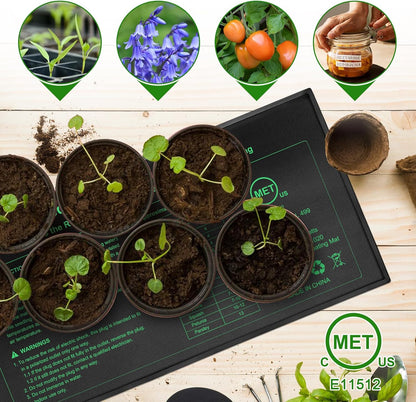 Seedling Heat Mat 8 Pack, 10" x 20.75" MET-Certified Warm Hydroponic Heating Pad, Waterproof Warm