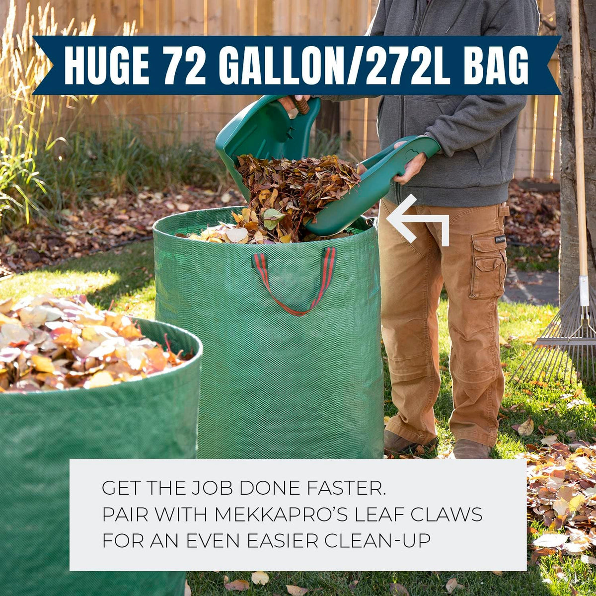 MEKKAPRO Big Gulp Lawn Bags, 3-Pack 72 gallons Heavy Duty Lawn and Leaf Bags with Reinforced