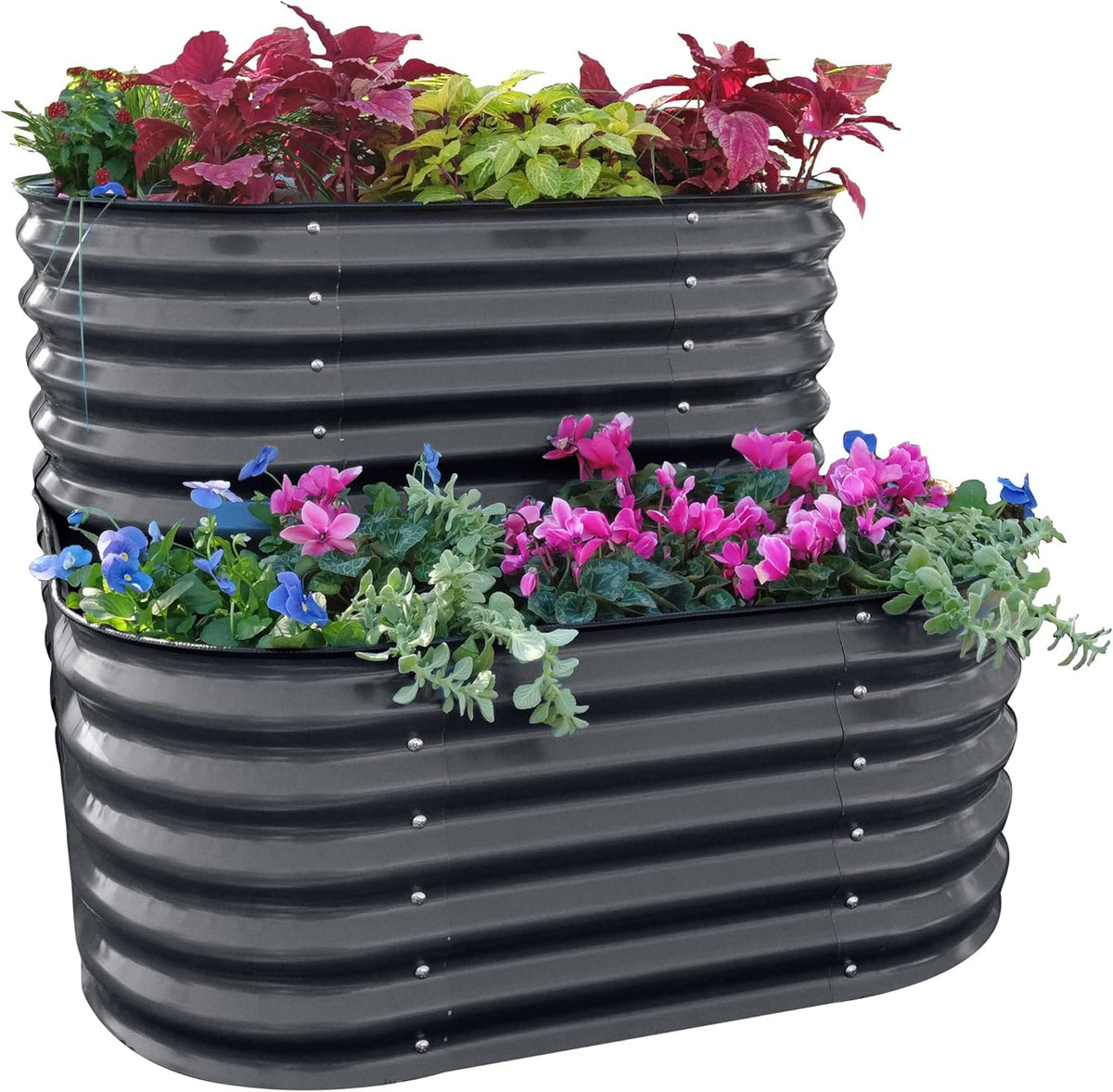 Vego garden Cascading Raised Garden Planter Box Outdoor Metal Galvanized Gardening Bed for