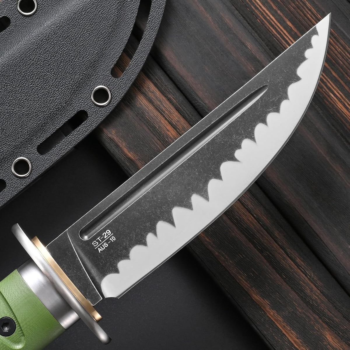 Sitivien ST29 Fixed Blade Knife, AUS-10 Steel Blade G10 Handle Full Tang Bowie Knife for Outdoor