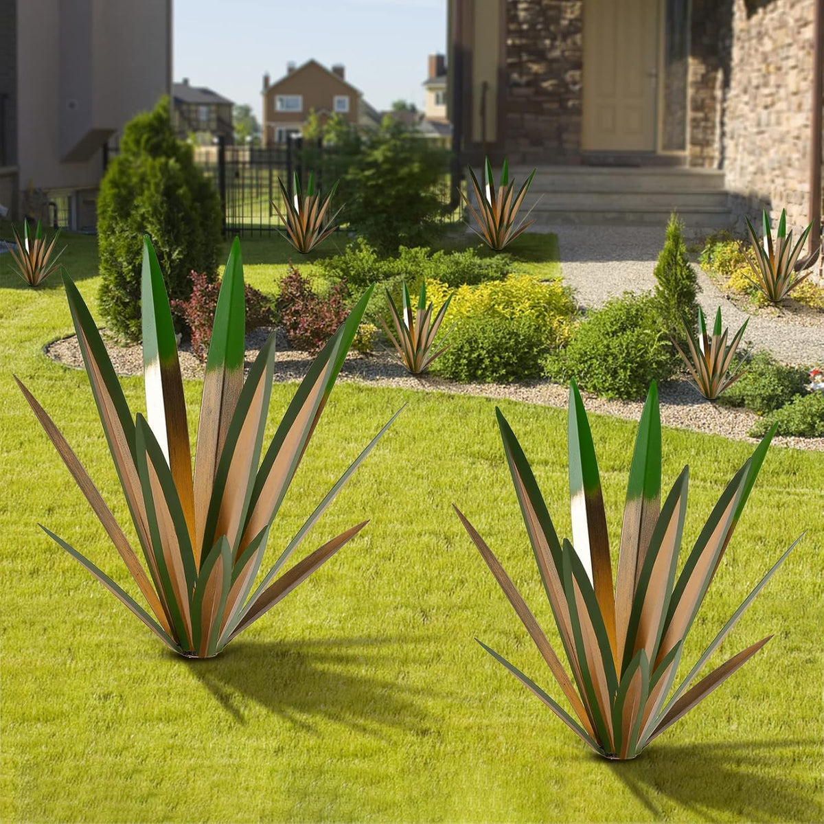 Homight Large Agave Sculpture Rustic Metal Agave Plant Outdoor Interior Decoration Outdoor Lawn