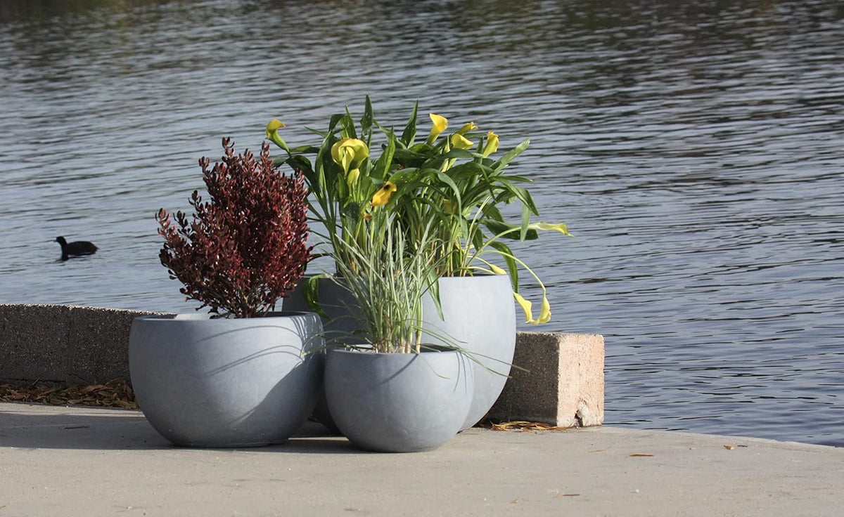 Kante 19.9",15.7",11.8" Dia Round Concrete Planter Set of 3, Outdoor/Indoor Large Bowl Plant Pots