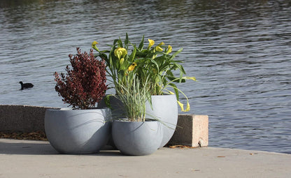 Kante 19.9",15.7",11.8" Dia Round Concrete Planter Set of 3, Outdoor/Indoor Large Bowl Plant Pots