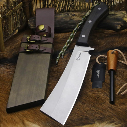 BA-KOR (Pioneer ) (14.6") DC53 steel 6mm thickened full Tang fixed knife+ Wooden sheath &(5.9IN)