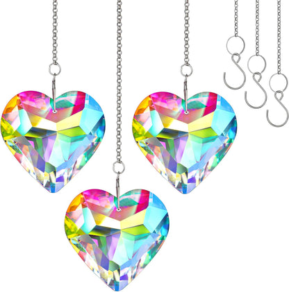 H&D HYALINE & DORA 50mm Geometry Crystal Heart Sun Catcher Prisms Hanging Suncatchers with Glass