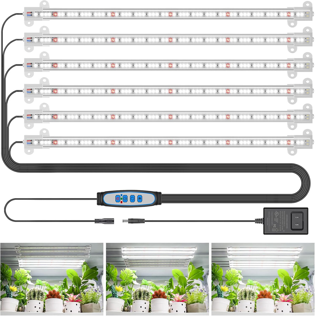 Wiaxulay Grow Lights for Indoor Plants, 360 LEDs Full Spectrum Plant Grow Light, 6 Bars/16 in Grow