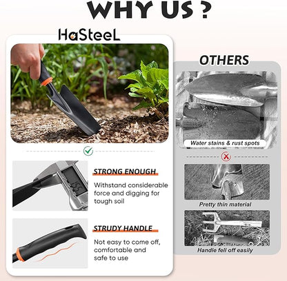 11 Pcs Garden Tools Set, HaSteeL Gardening Supplies Hand Tools Kit for Women Men Gardeners, Include