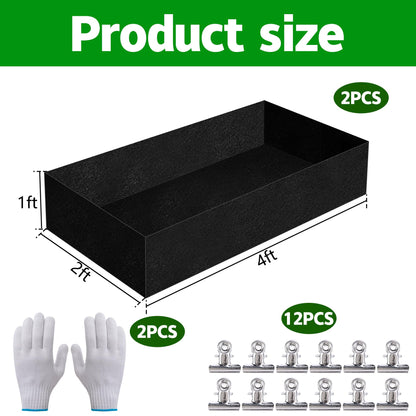 Mizelu 2 Sets 4 x 2 x 1 ft Raised Garden Bed Liner Bag, Breathable Grow Bed Fabric Liners with