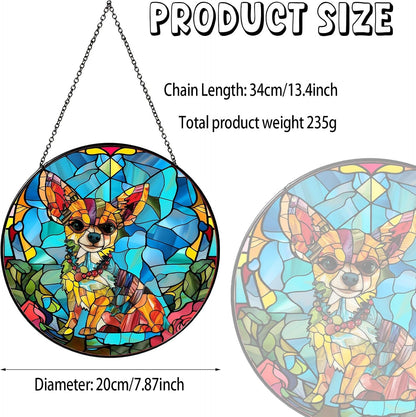 Chihuahua Stained Glass Window Hanging Chihuahua Sun Catcher Decor Dog Lover Gifts for Women